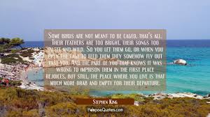 So you let them go, or when you open the cage to feed them they somehow fly out past you. Some Birds Are Not Meant To Be Caged That S All Their Feathers Are Too Bright Their Songs Too Sweet And Wild So You Let Them Go Or When You Open The Cage