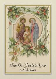 The front of our signature greeting card features the annunciation. Vintage Traditional Catholic Christmas Holy Family Card Zazzle Com Catholic Christmas Cards Catholic Christmas Family Christmas Cards