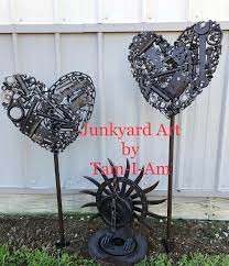 Junkyard Art By Tam I Am Repurposed Scrap Metal Welded Together To Make Unique Art Junkyard Art Mosaic Art Metal Art