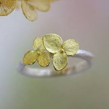 Silver And Gold Ring Hydrangea Stacking Ring Sterling Silver Etsy Jewelry Flower Ring Botanical Jewelry
