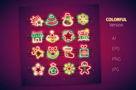 Download Christmas Colorful Neon Icons Graphic By Voysla S Shop Creative Fabrica SVG Cut Files