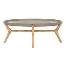 Safavieh Hadwin Dark Gray Stone Indoor Outdoor Coffee Table Vnn1021a The Home Depot Oval Coffee Tables Outdoor Coffee Tables Coffee Table