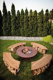Feuerstelle Outdoor Model Circle Set Mit Grill Und 4 Banken In Edelrost Garten Feuerstelle Und Gartengestaltung Ideen