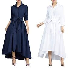 Playworld Women Elegant Long Maxi Dress Button Down Collar Belt T Shirt Dresses Pockets Maxi Dress Party Long Maxi Dress Women Long Sleeve Dress