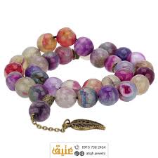 تسبیح عقیق بسیار خوشرنگ تراش دار 33 دانه دستساز طرح برگ beaded bracelets charm bracelet jewelry