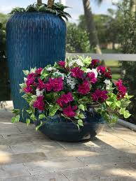 Do These Look Fake The Azalea Geranium And Variagated Pothos Are All Outdoor Silk Plants Fl Lanai Hanging Plants Outdoor Fake Plants Decor Artificial Plants