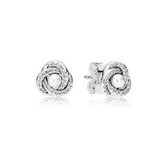Luminous Love Knots White Crystal Pearl Clear Cz 290740wcp Knot Stud Earrings Pandora Earrings Sterling Silver Earrings Studs