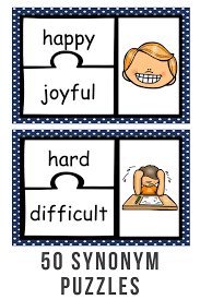 50 Synonym Puzzles Early Childhood Literacy Homeschool Programs Synonym