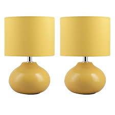 Or brighten up a gloomy corner in your lounge to create a cosy and relaxed ambience. Set Of 2 Ochre Mustard Ceramic 24cm Table Lamp Bedside Lights Matching Shade Ebay