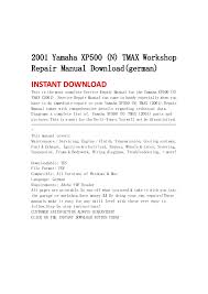 Yamaha snowmobile service manuals 5. 2001 Yamaha Xp500 N Tmax Workshop Repair Manual Download German