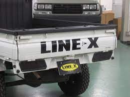 軽トラをカスタム ミニキャブのリフトアップ アゲトラ ワンオフフロントバンパー line x ラインエックス 塗装 line x auto japan アゲトラ ミニトラック ワンオフ