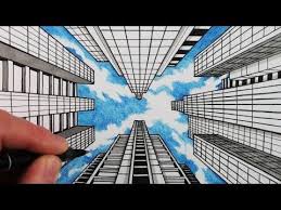 Birds Eye View Drawing Of Buildings How To Draw A City With Dramatic Perspective Step By Step Youtube Perspective Art 1 Point Perspective Perspective Drawing Lessons