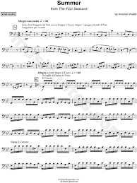 To view / listen to this piece please select from the file types above. Antonio Vivaldi Summer From The Four Seasons Sheet Music Cello Solo In Bb Major Download Print Sku Mn0160767