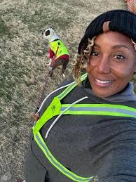Hi all! I just wanted to introduce myself and share a photo I took-My road  dog Meek & I walk 60-90mins between 0430-0600 5-6x a week. However, I'm  training him off leash