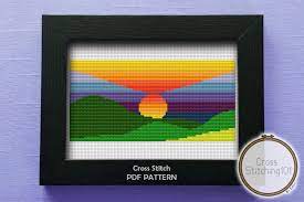 Pattern patterns photo pictures pillow pillows primavera print printable printed program projects record religious sale sampler samplers sewing shop shops simple skirt small software stamped step steps sticher stiches stiching sticth stitch stitched stitcher. Sunset Modern Cross Stitch Pattern Grafik Von Crossstitching101 Creative Fabrica