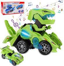 Amazon.com: Rusee Transforming Dinosaur Toys, Transforming Dinosaur Car,  Automatic Transform Dino Cars with Music and LED Light, Transform Car Toy  for Kids Boys Girls, Christmas Birthday Gifts for Kids (Green) : Toys