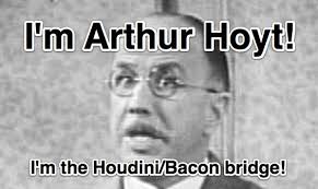 In September, iTricks posted that Harry Houdini&#39;s Bacon number is 4 and that the Houdini/Bacon bridge was Arthur Hoyt: - houdini-kevin-bacon-arthur-hoyt