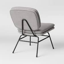 Fletcher Slipper Chair With Black Metal Legs Light Gray Project 62 Black Metal Chairs Upholstered Seating Chair