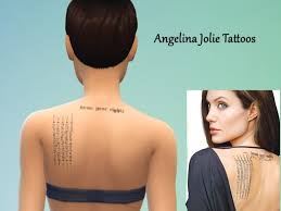 The tattoo lover angelina jolie's have a hottest female celebrity, which makes her extra beauty through tattoos. Angelina Jolie Tattoos The Sims 4 Catalog