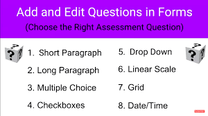 Google Forms Add And Edit Questions In Google Forms And Choose The Right Assessment Questions