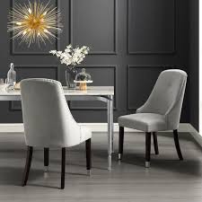 Inspired Home Cora Light Grey Silver Velvet Metal Tip Leg Dining Chair Set Of 2 Ad89 02lg2 Hd The Home Depot Velvet Dining Chairs Dining Chairs Upholstered Dining Chairs