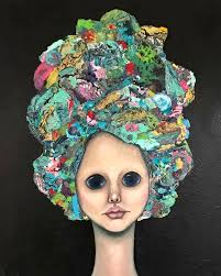 Mixed media collage with acrylics and paint skins