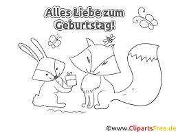 Fuchs Hase Geburtstag Ausmalbild Grusskarte Hase Geburtstag Geburtstag Geburtstag Malvorlagen