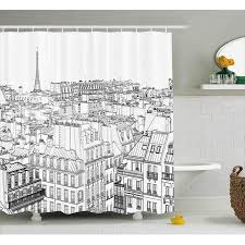 Paris Shower Curtain Architecture Theme Design Illustration Of Roofs In Paris And Eiffel Tower Print Fabr Bathroom Sets Shower Curtain Fabric Shower Curtains