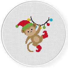 Looking for an advice video on how to design cross stitch patterns? Holiday Monkey Cross Stitch Pattern Daily Cross Stitch