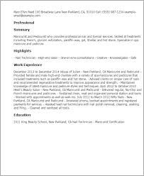 manicurist and pedicurist resume