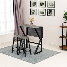 Mecor 5 Piece Drop Leaf Bar Dining Table Set Folding Pub High Table With 4 Round Bar Stools For Kitchen Dining Room Coffee Breakfast Walmart Com Walmart Com