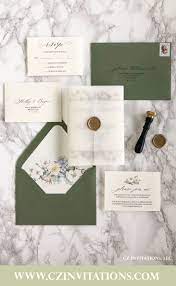 Green Floral Vellum Wedding Invitation With Wax Seal Floral Watercolor Wedding Invitation Vellum Invite In 2021 Wedding Invitations With Pictures Modern Wedding Invitations Wedding Invitations