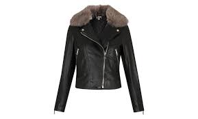P An Elevated Take On Our Leather Biker Jacket The Toscana Style Features A Grey Fur Collar Other Features A Fur Collar Jacket Clothes Collar Leather Jacket