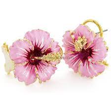 Pink Hawaiian Hibiscus Flower Earrings Earrings Hawaii Jewelry Earrings Collection