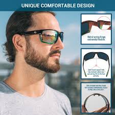 TOREGE Sports Polarized Sunglasses for Men Women Flexible Frame Cycling  Running Driving Fishing Trekking Glasses TR24 Light Tortoise&Ice Blue Lens,  M : Buy Online at Best Price in KSA