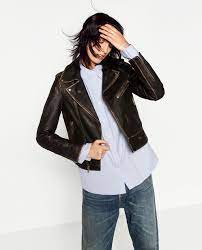 Zara Woman Leather Jacket Distressed Leather Jacket Fashion Leather Jacket