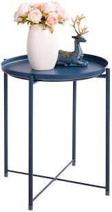 Amazon Com Hollyhome Tray Metal End Table Sofa Table Small Round Side Tables Anti Rust And Waterp In 2020 Small Round Side Table Metal End Tables Metal Accent Table