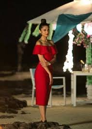 Romance In Red Jennifer Winget Looks Ready For A Romantic Evening In Her Off Shoulder Red Midi Dress The High Top Bun Aptly C Jennifer Winget Fashion Dresses