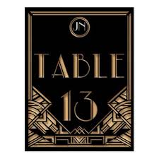 Black And Gold Art Deco Black Gold Art Deco Gatsby Style Table Number 13 Zazzle Com Gold Art Deco Gatsby Style Wedding Table Numbers