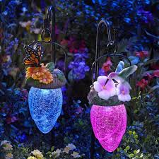 Moonrays Butterfly Flower Globe Pendant Solar Hanging Light Colour Changing Led Hanging Solar Lights Hanging Lights Color Changing Led