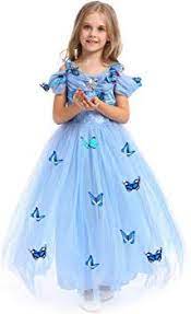 Uraqt Princesa Traje Del Vestido Traje De Princesa Azul Con Mariposas Vestido Infantil Disfraz De Princes Baby Frocks Designs Frock Design Kids Dress Patterns