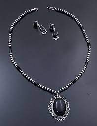 Navajo Black Onyx Necklace And Earrings Set Jewelry Black Onyx Necklace Necklace