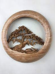 Wood Carving Of An Oak Tree Wall Hanging Wood Home Wall Decor Gift By Gary Burns The Treewiz Tree Wall Tree Carving Wood Carving