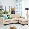 Sofa minimalis dengan desain meja samping ini cukup keren, sehingga cocok ditempatkan di dalam ruang tamu kecil untuk menambah kehangatan di dalam rumah. 1