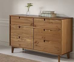 Gartner Groove Handle Wood 6 Drawer Double Dresser Solid Wood Dresser Mid Century Modern Dresser Modern Dresser