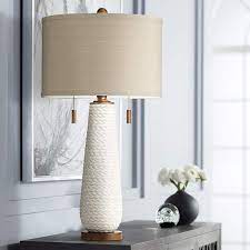 Possini Euro Kingston White Ceramic Pull Chain Table Lamp 79g43 Lamps Plus Mid Century Modern Table Lamps White Table Lamp Modern Table Lamp