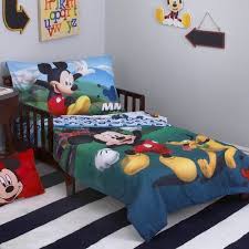 Disney 4 Piece Mickey Mouse Playhouse Toddler Bedding Set Walmart Com Toddler Bed Set Mickey Mouse Bedding Toddler Bed
