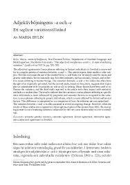 Grekerna och mysteriets existens direkt i din webbläsare. Pdf Adjektivbojningens A Och E Ett Seglivat Variationstillstand Maria Bylin Academia Edu