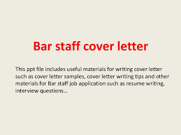 Bar Staff Cover Letter