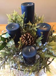 Advent Wreath I Used A Clear Cake Stand I Owned Bought A Wreath On Sale At Michaels A Blue Christmas Decor Christmas Arrangements Christmas Table Centerpieces